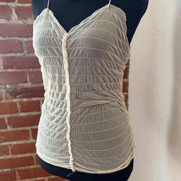 Out From Under Ruched Beige Mesh Cami Top XS-S Urban Outfitters - Picture 2 of 5